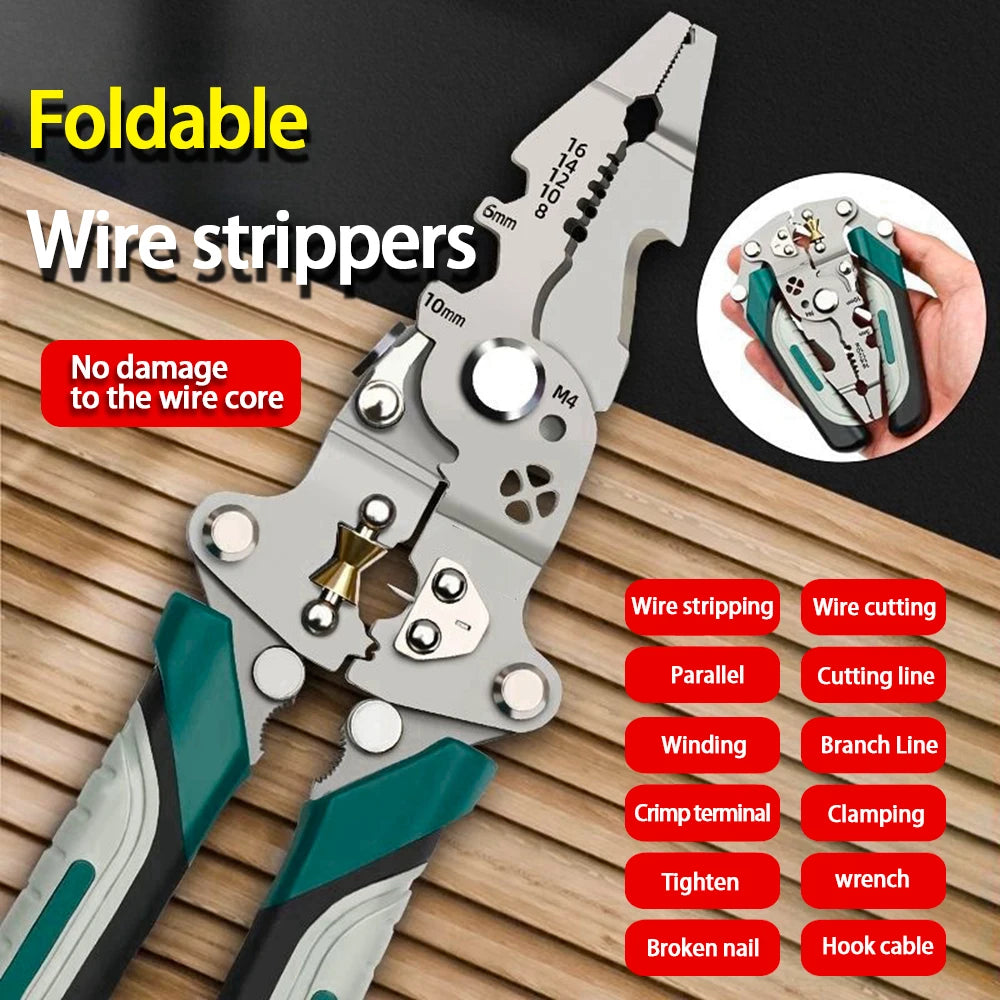 Foldable Multifunction Wire Stripper and Crimping Tool