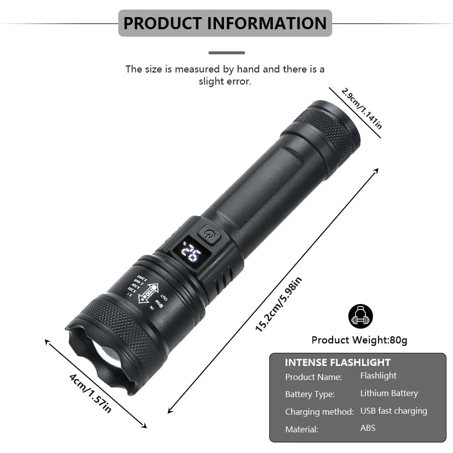 High Power USB Rechargeable Tactical Flashlight