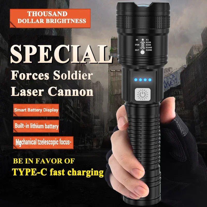 High Power USB Rechargeable Tactical Flashlight