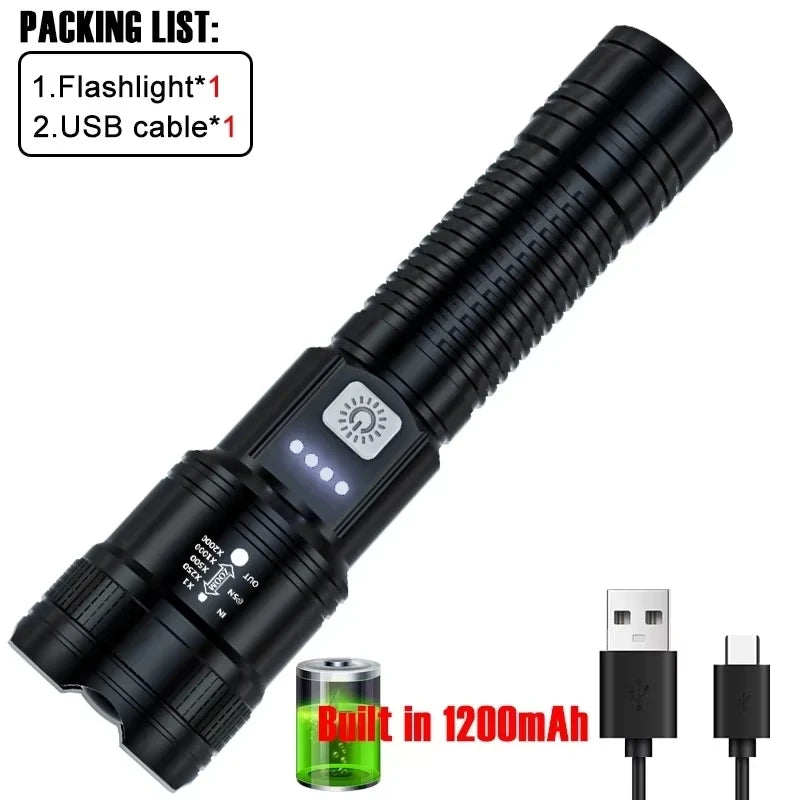 High Power USB Rechargeable Tactical Flashlight
