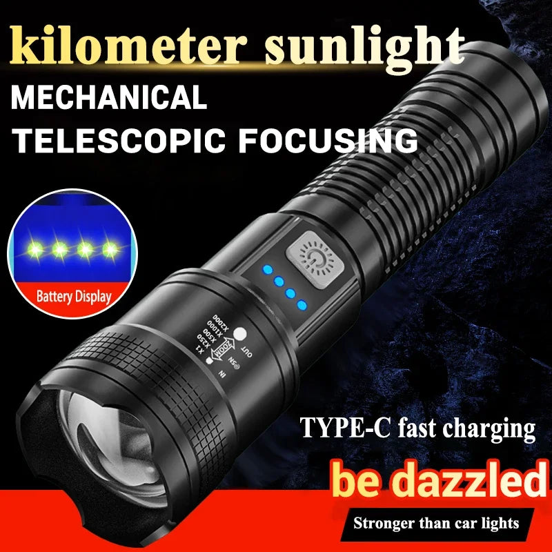 High Power USB Rechargeable Tactical Flashlight