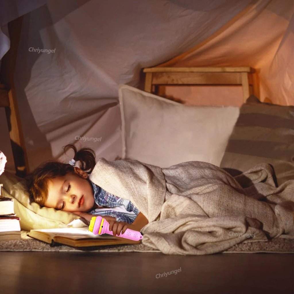 10 Cards Cartoon Projection Flashlight 80 Patterns Creative Children Flashlight Toy Projector Baby Toys Bedtime Story Book Toy